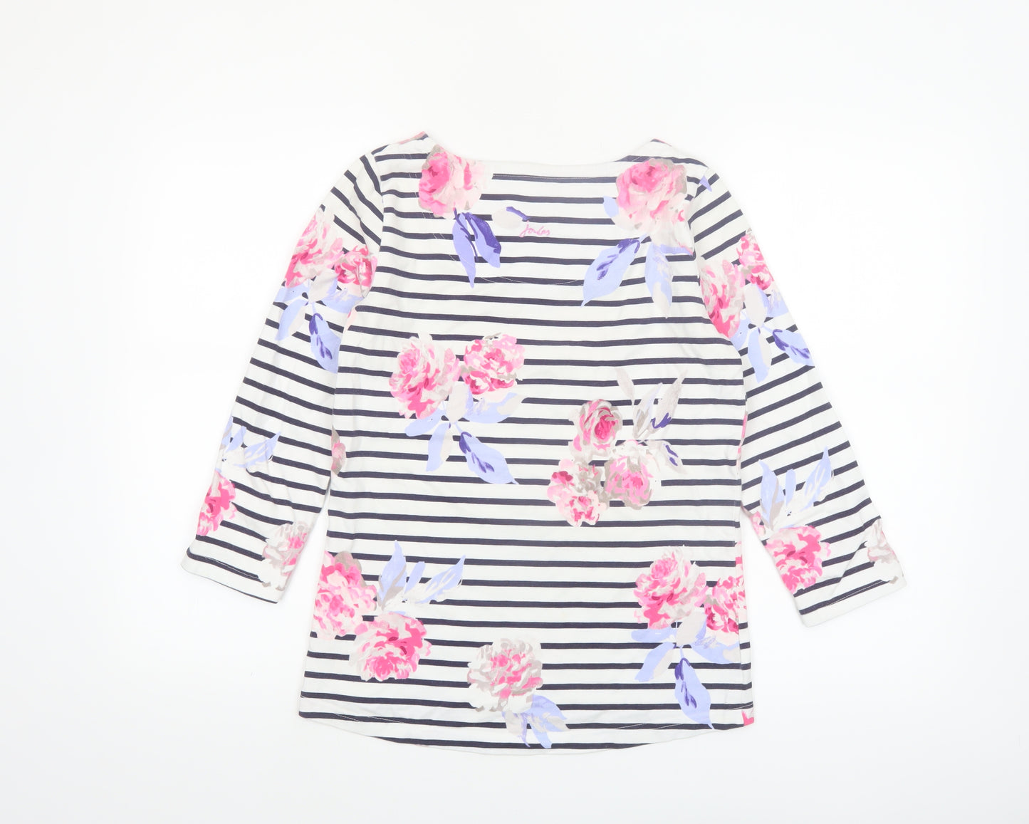 Joules Women’s Multicoloured Floral Stripe 3/4 Sleeve Cotton Tunic Top Size 8
