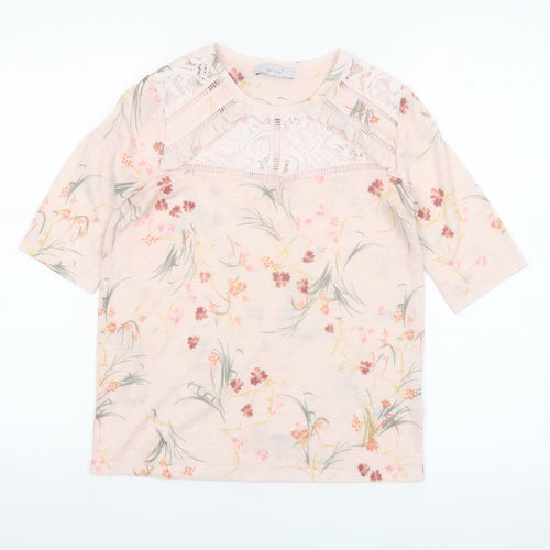 Marks and Spencer Women’s Pink Floral Lace T-Shirt Size 8