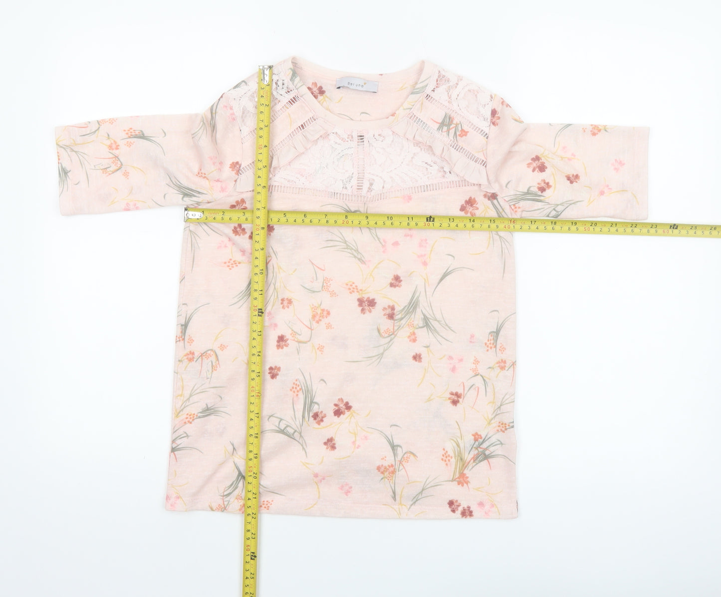 Marks and Spencer Women’s Pink Floral Lace T-Shirt Size 8