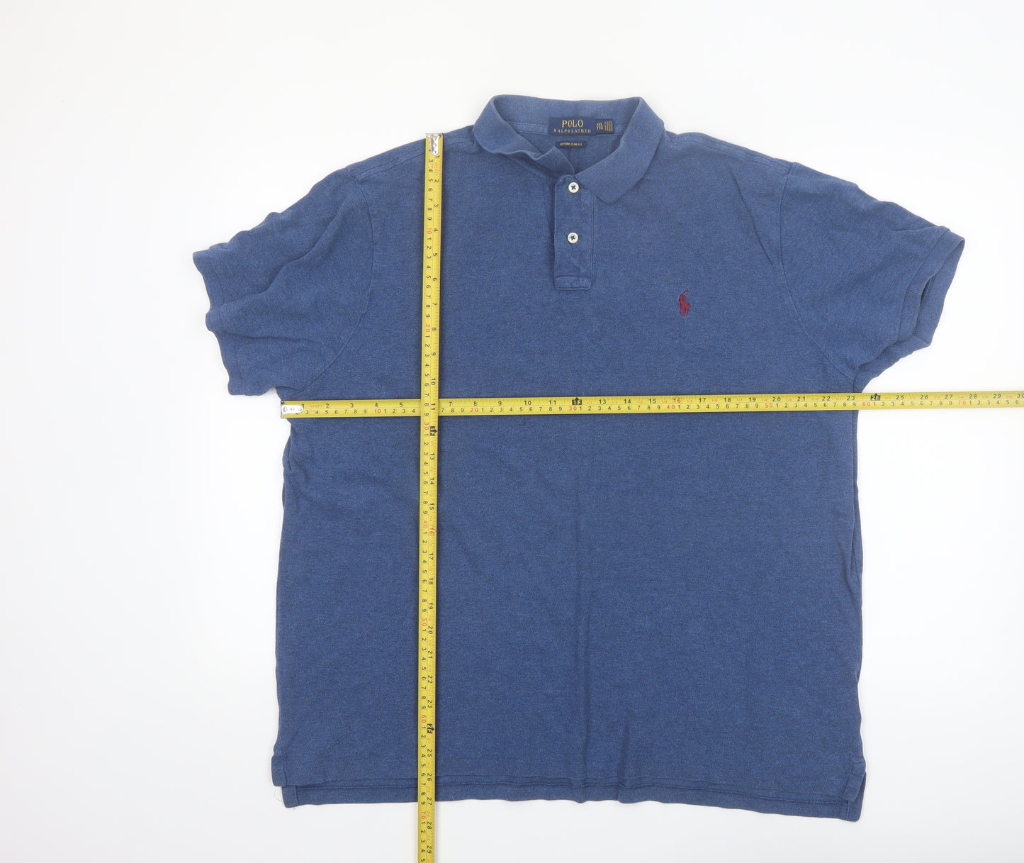 Polo Ralph Lauren Men's Blue Custom Slim Fit Cotton Polo XXL