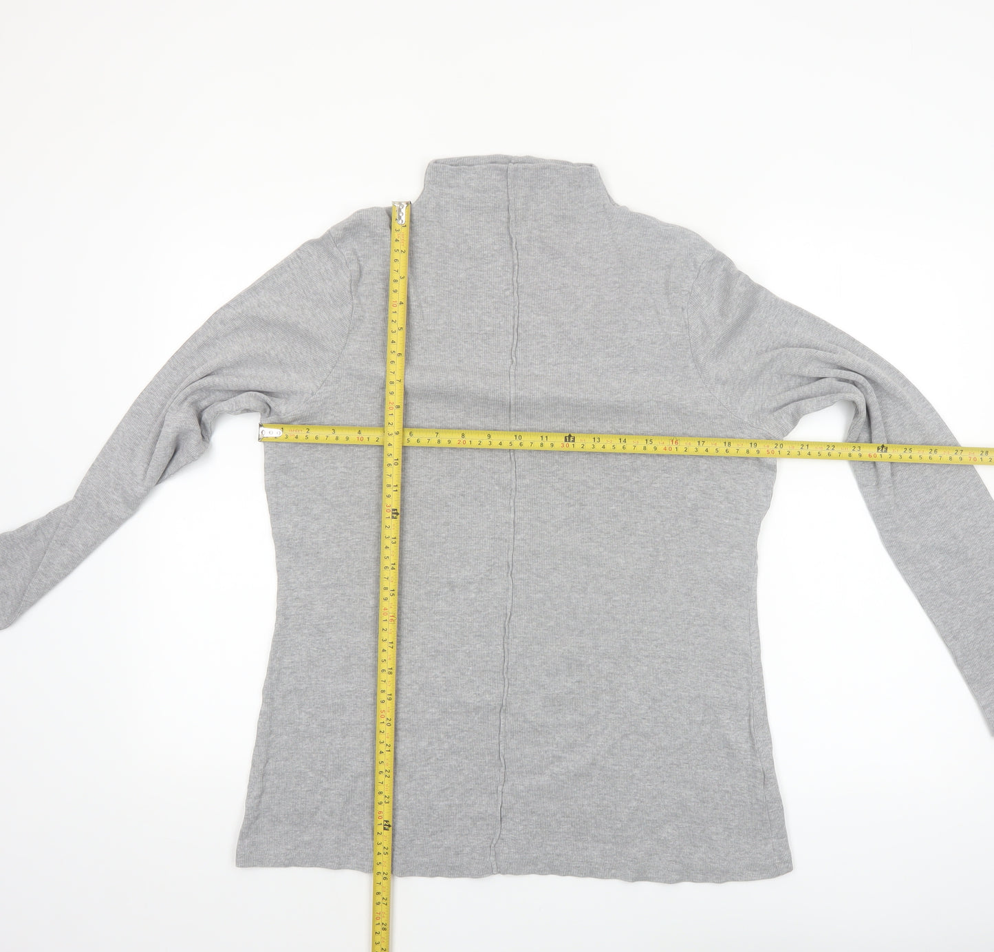 Next Women’s Grey Long Sleeve Roll Neck Cotton Jersey Top Size 22
