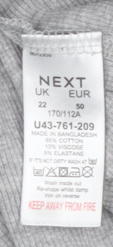Next Women’s Grey Long Sleeve Roll Neck Cotton Jersey Top Size 22