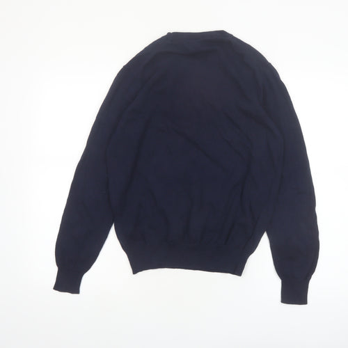 Lyle & Scott Men's Blue Cotton Crew Neck Golf Jumper Small