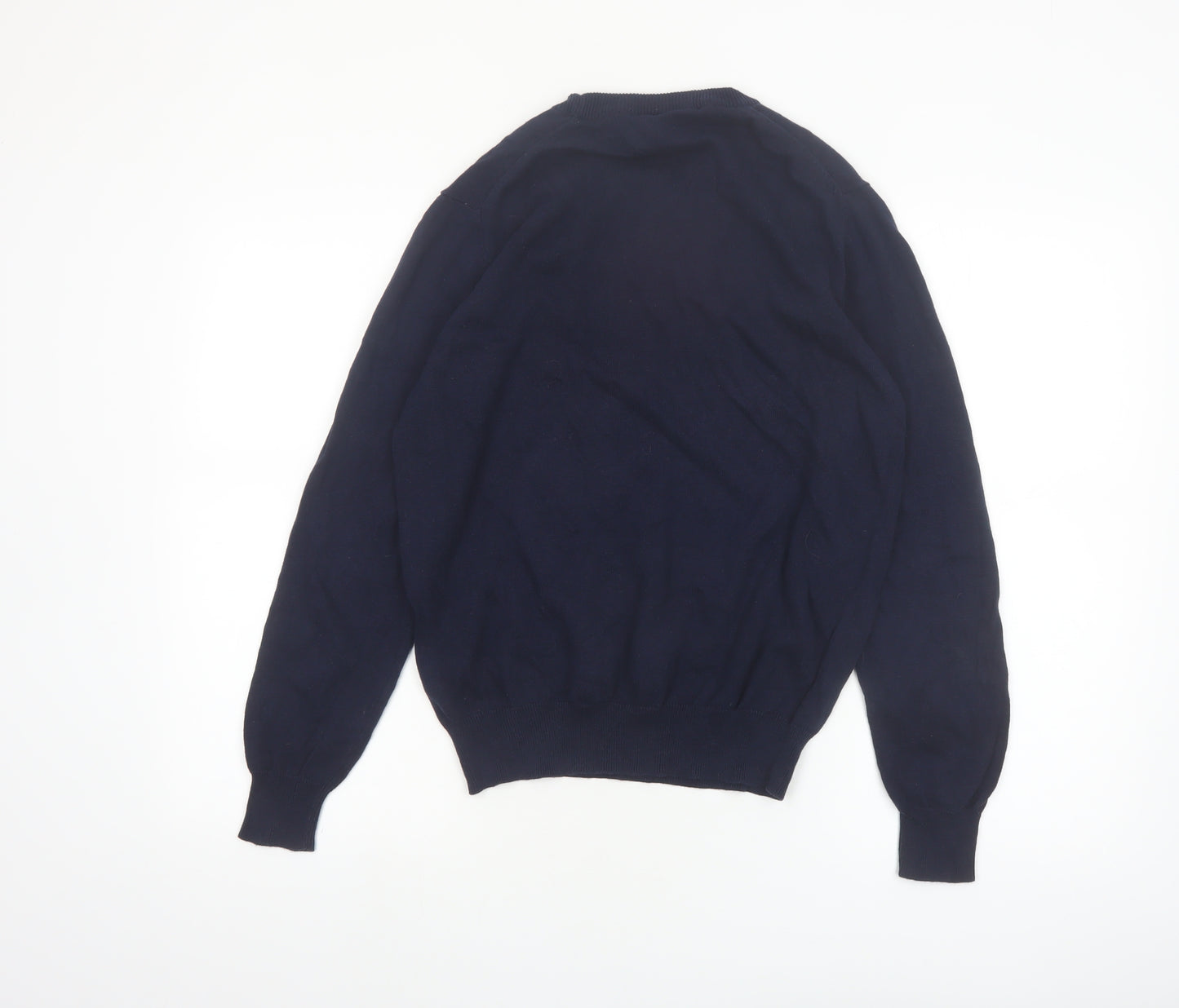 Lyle & Scott Men's Blue Cotton Crew Neck Golf Jumper Small