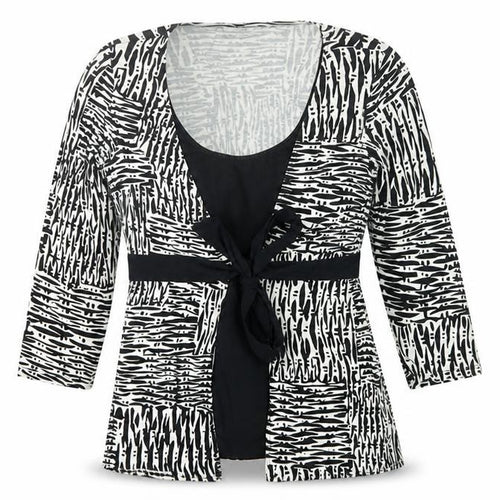 Wallis Petite Black Geometric Wrap Blouse Size 6 Women’s 3/4 Sleeve