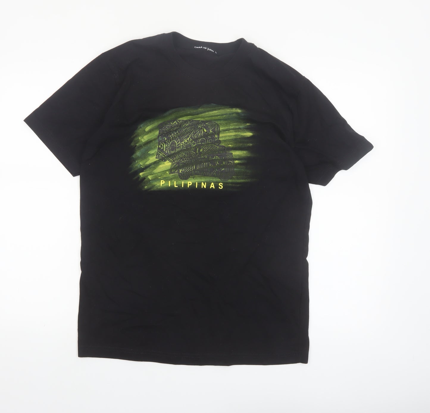 Obra Ni Juan Men’s Black Pilipinas Graphic T-Shirt Size L