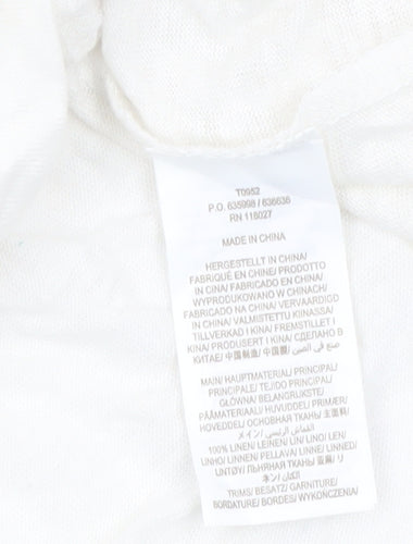 Boden Women’s White Linen Crochet Trim Peasant Blouse UK 14