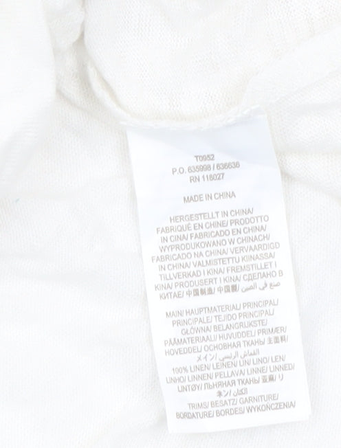 Boden Women’s White Linen Crochet Trim Peasant Blouse UK 14