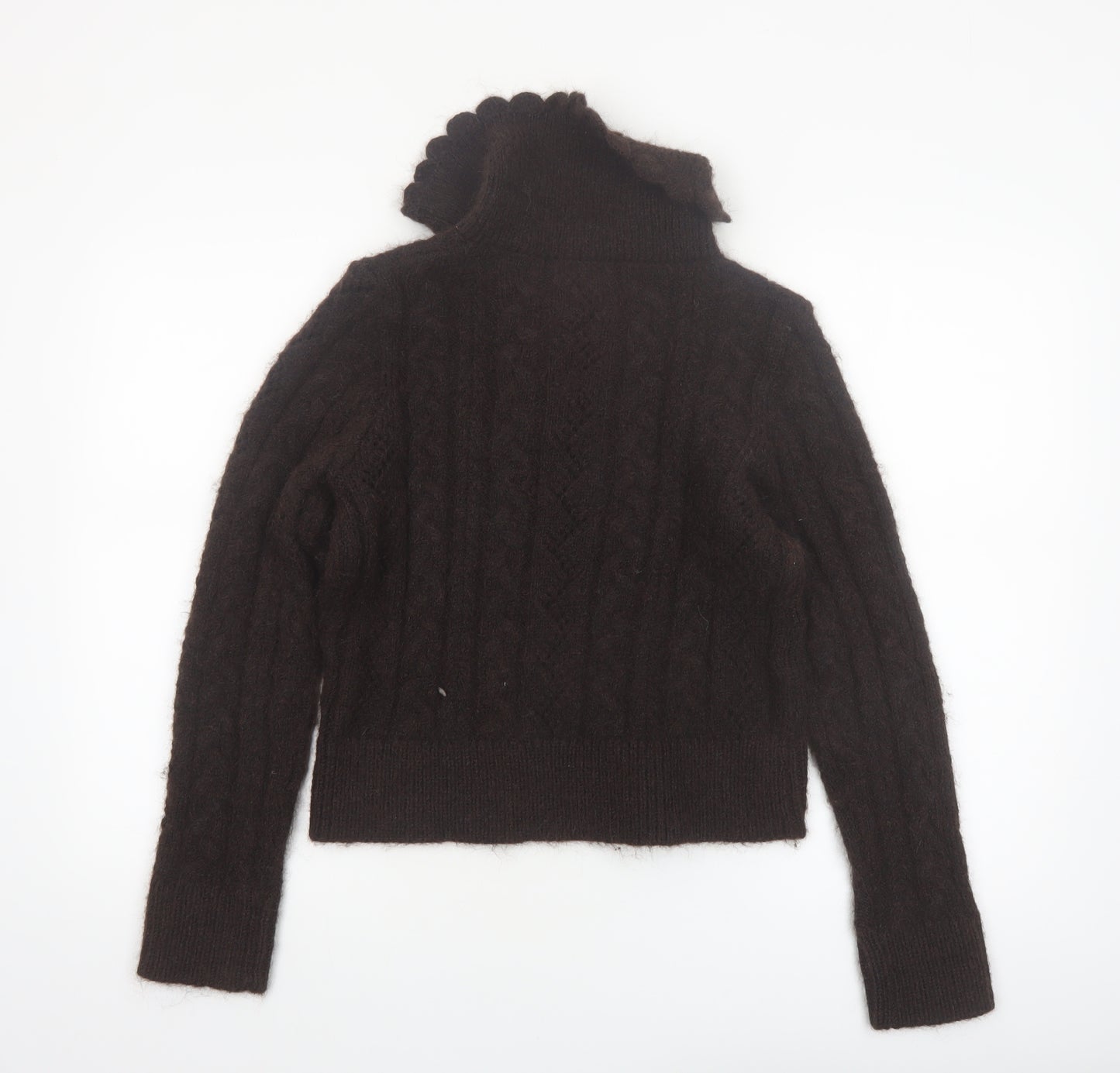 Next Women Brown Collared Cable-Knit Jumper Size S