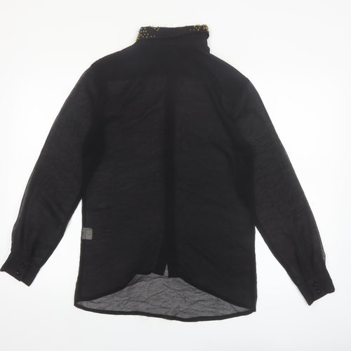Diffuse Womens Black Beaded Collar Long Sleeve Blouse Size 12
