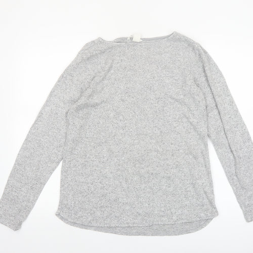 H&M Women's Grey Basic Long Sleeve Stretch Jersey Top Size S