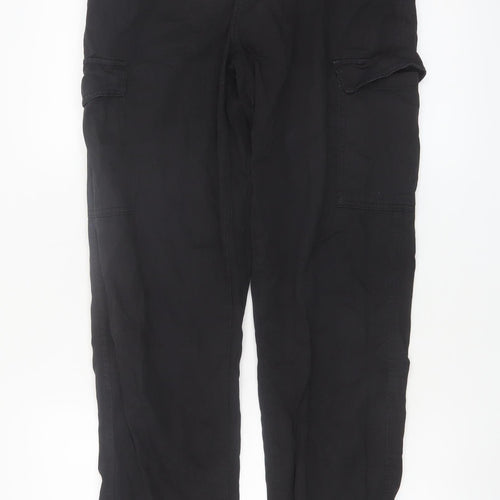 New Look Women Black Cargo Trousers Size 10 Tall 100% Cotton