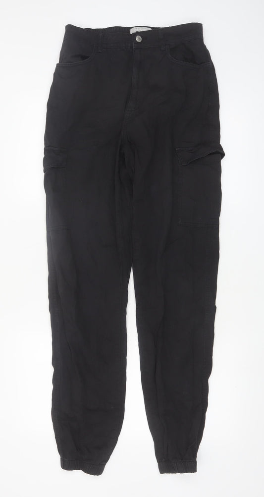 New Look Women Black Cargo Trousers Size 10 Tall 100% Cotton