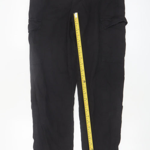 New Look Women Black Cargo Trousers Size 10 Tall 100% Cotton