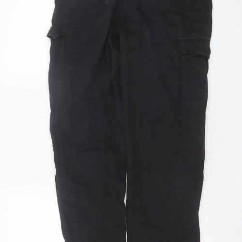 New Look Women Black Cargo Trousers Size 10 Tall 100% Cotton
