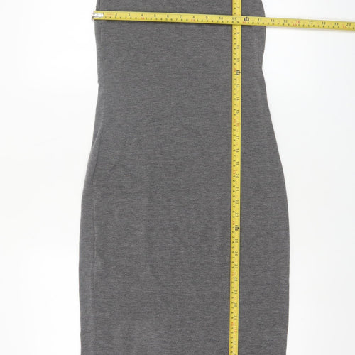 Boohoo Women’s Grey Midi Bodycon Sleeveless Dress Size 10