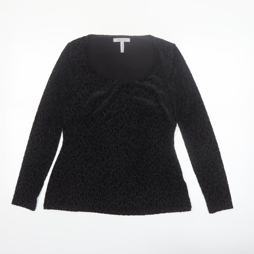 Bravissimo Women’s Black Animal Velvet Long Sleeve Tunic Top Size 12