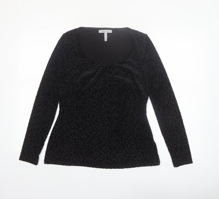 Bravissimo Women’s Black Animal Velvet Long Sleeve Tunic Top Size 12
