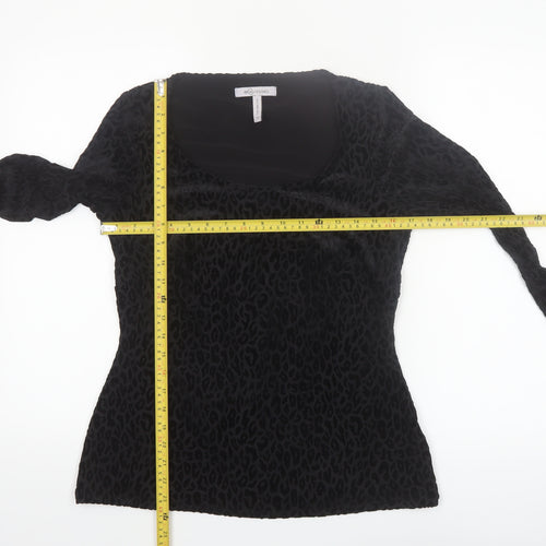 Bravissimo Women’s Black Animal Velvet Long Sleeve Tunic Top Size 12