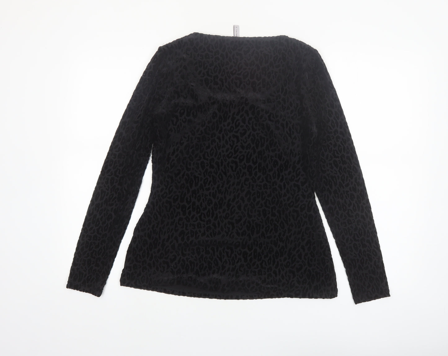 Bravissimo Women’s Black Animal Velvet Long Sleeve Tunic Top Size 12