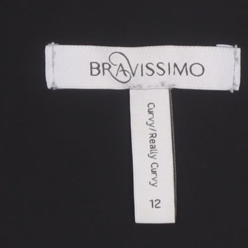 Bravissimo Women’s Black Animal Velvet Long Sleeve Tunic Top Size 12