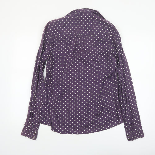 Long Tall Sally Women's Purple Polka Dot Cotton Button-Up Shirt Size 14 Tall