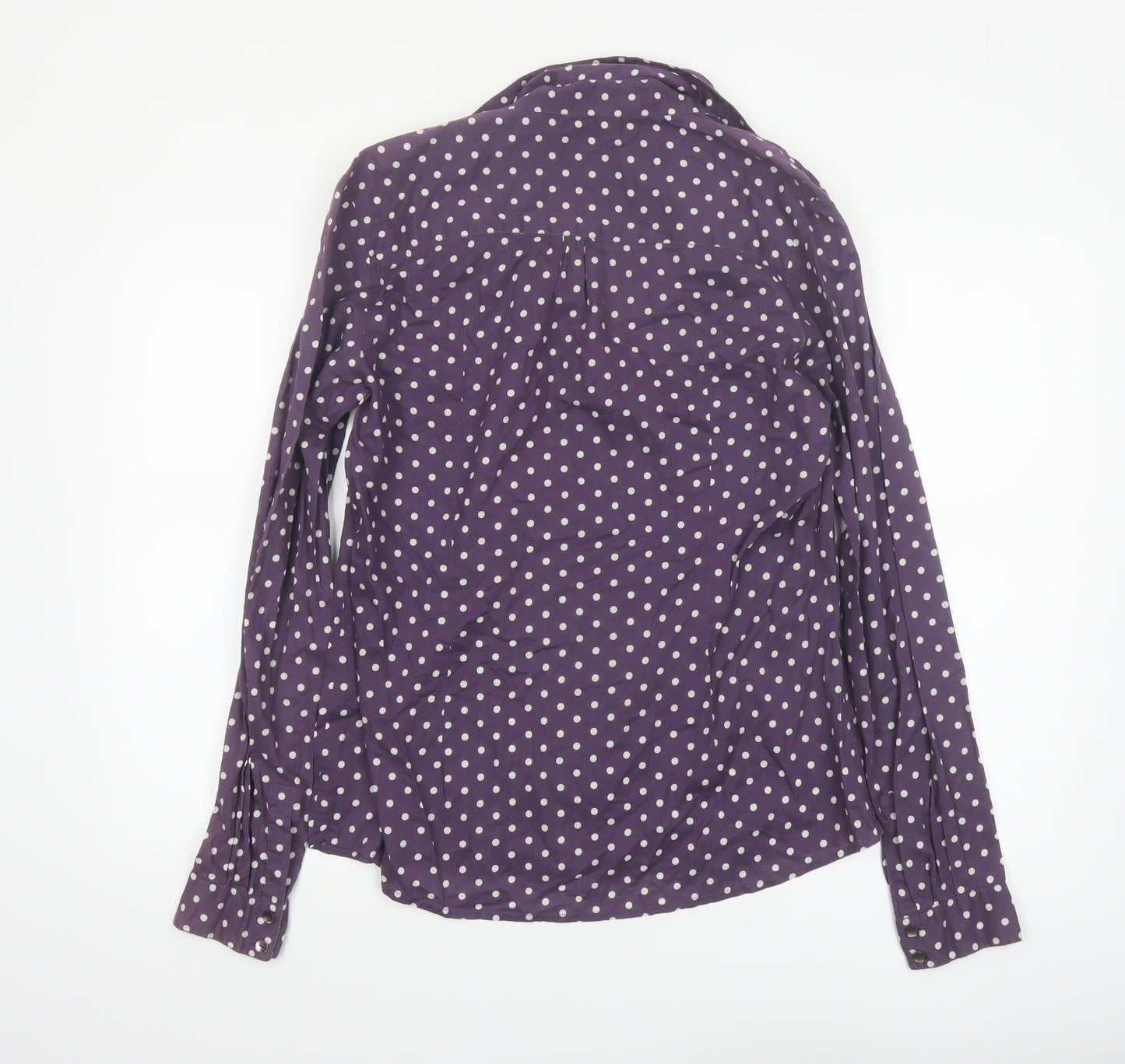 Long Tall Sally Women's Purple Polka Dot Cotton Button-Up Shirt Size 14 Tall