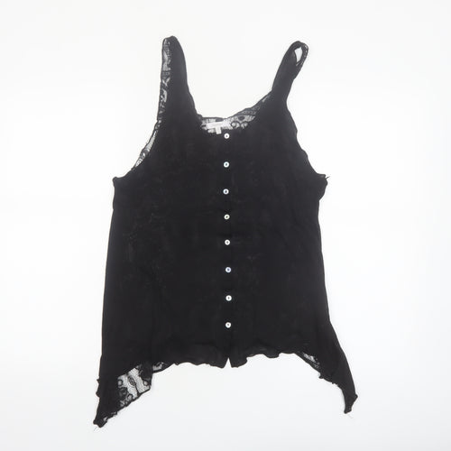 Mystree Women's Black Lace Button Camisole Blouse M