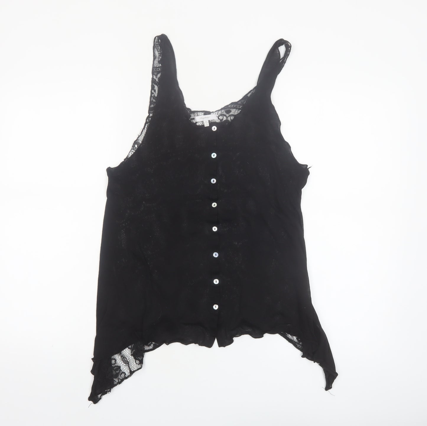 Mystree Women's Black Lace Button Camisole Blouse M