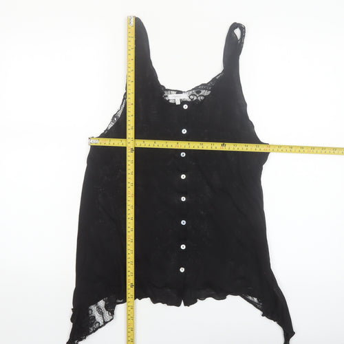 Mystree Women's Black Lace Button Camisole Blouse M