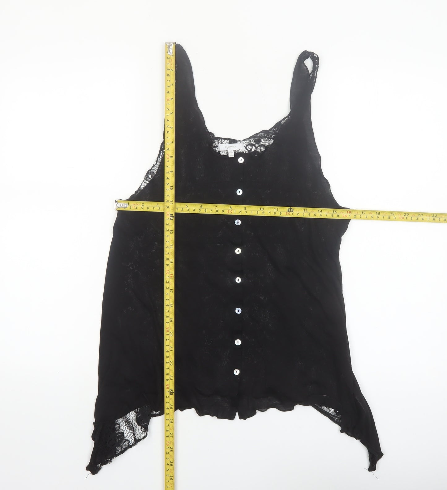 Mystree Women's Black Lace Button Camisole Blouse M