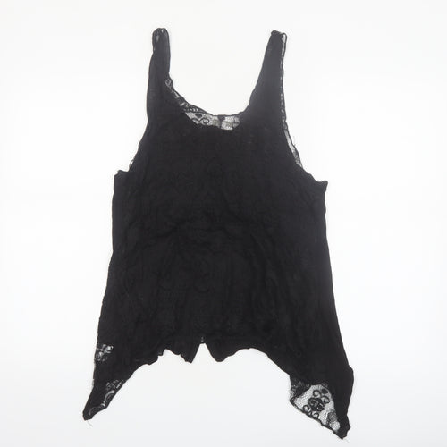 Mystree Women's Black Lace Button Camisole Blouse M