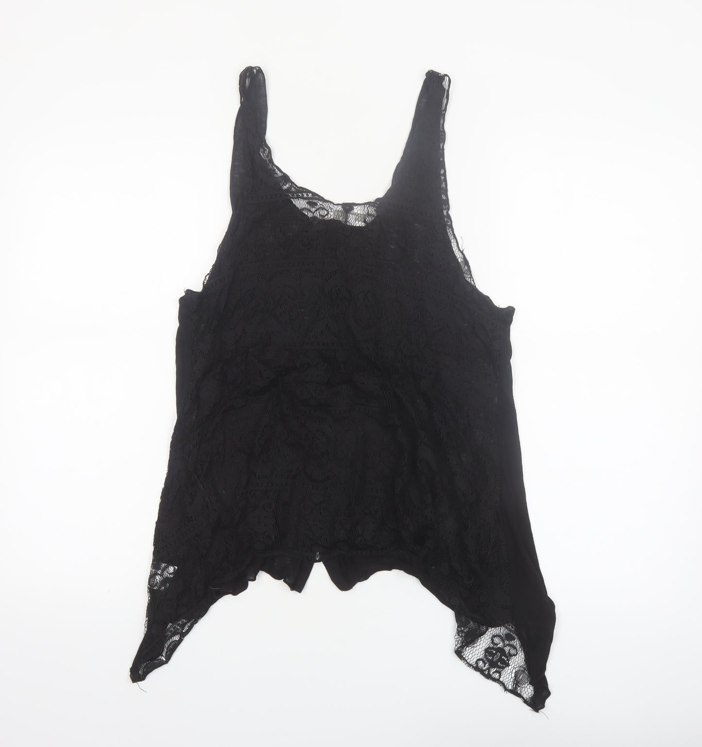 Mystree Women's Black Lace Button Camisole Blouse M