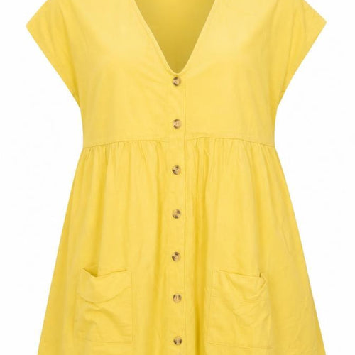 ASOS DESIGN Women Yellow A-Line Short Dress UK 6 Cotton Casual