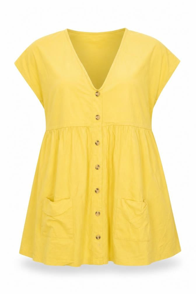 ASOS DESIGN Women Yellow A-Line Short Dress UK 6 Cotton Casual