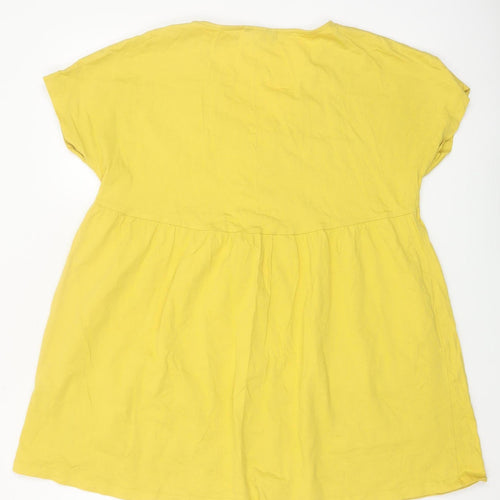 ASOS DESIGN Women Yellow A-Line Short Dress UK 6 Cotton Casual