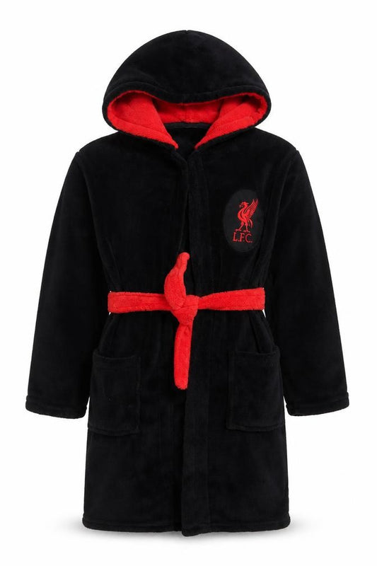 Liverpool FC Boys Black Fleece Hooded Robe 9-10 Years
