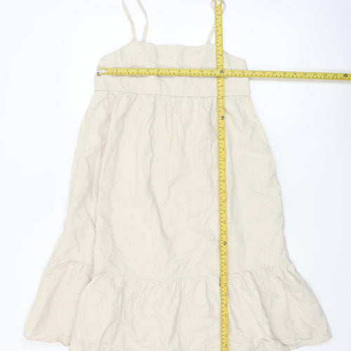UNIQLO Girls Beige A-Line Linen Blend Sleeveless Summer Dress 13 Years