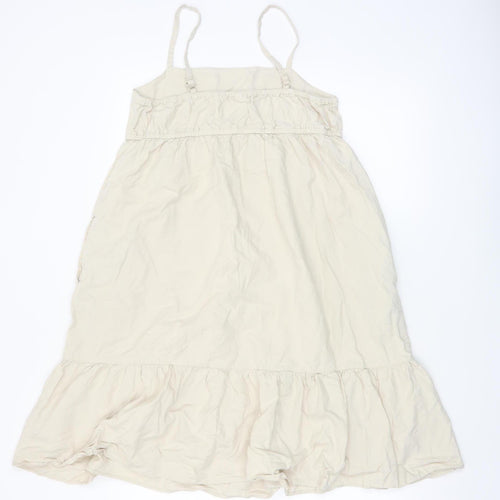 UNIQLO Girls Beige A-Line Linen Blend Sleeveless Summer Dress 13 Years