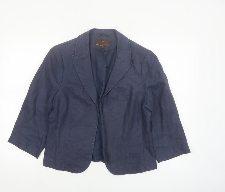 Fenn Wright Manson Women Blue Linen Blend Single-Breasted Blazer Size 14