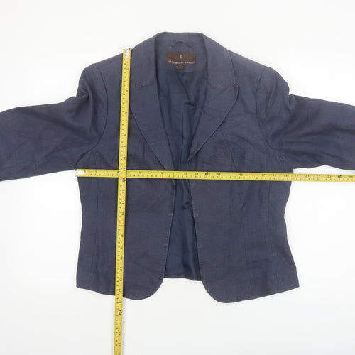 Fenn Wright Manson Women Blue Linen Blend Single-Breasted Blazer Size 14