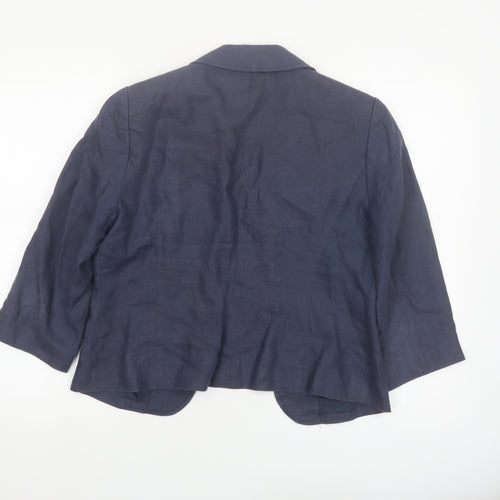 Fenn Wright Manson Women Blue Linen Blend Single-Breasted Blazer Size 14
