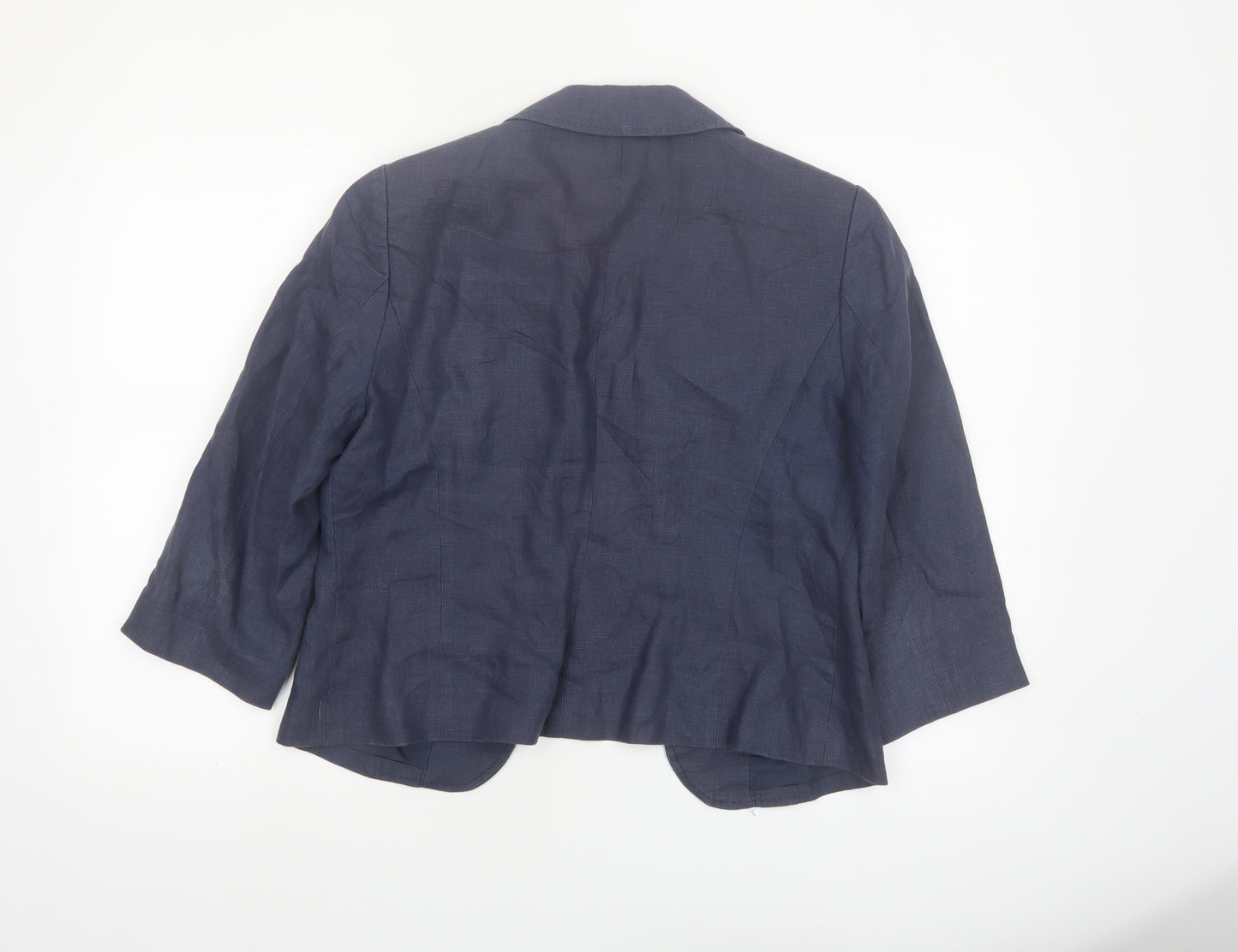 Fenn Wright Manson Women Blue Linen Blend Single-Breasted Blazer Size 14