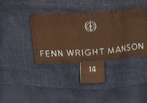 Fenn Wright Manson Women Blue Linen Blend Single-Breasted Blazer Size 14