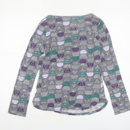 Mantaray Womens Grey Geometric Cotton Long Sleeve T-Shirt Size 8