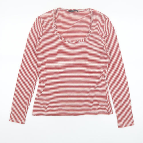 MaxMara Weekend Women's Red Striped Long Sleeve Scoop Neck Top M