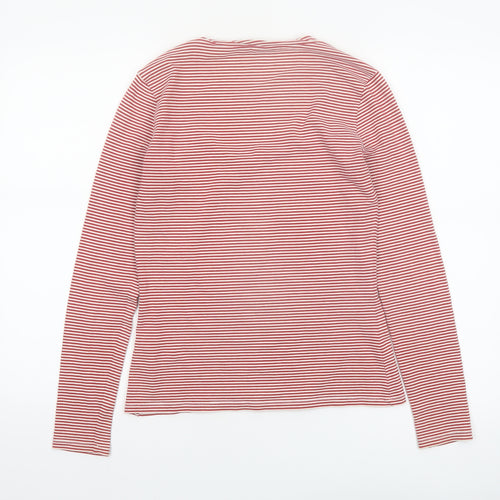MaxMara Weekend Women's Red Striped Long Sleeve Scoop Neck Top M