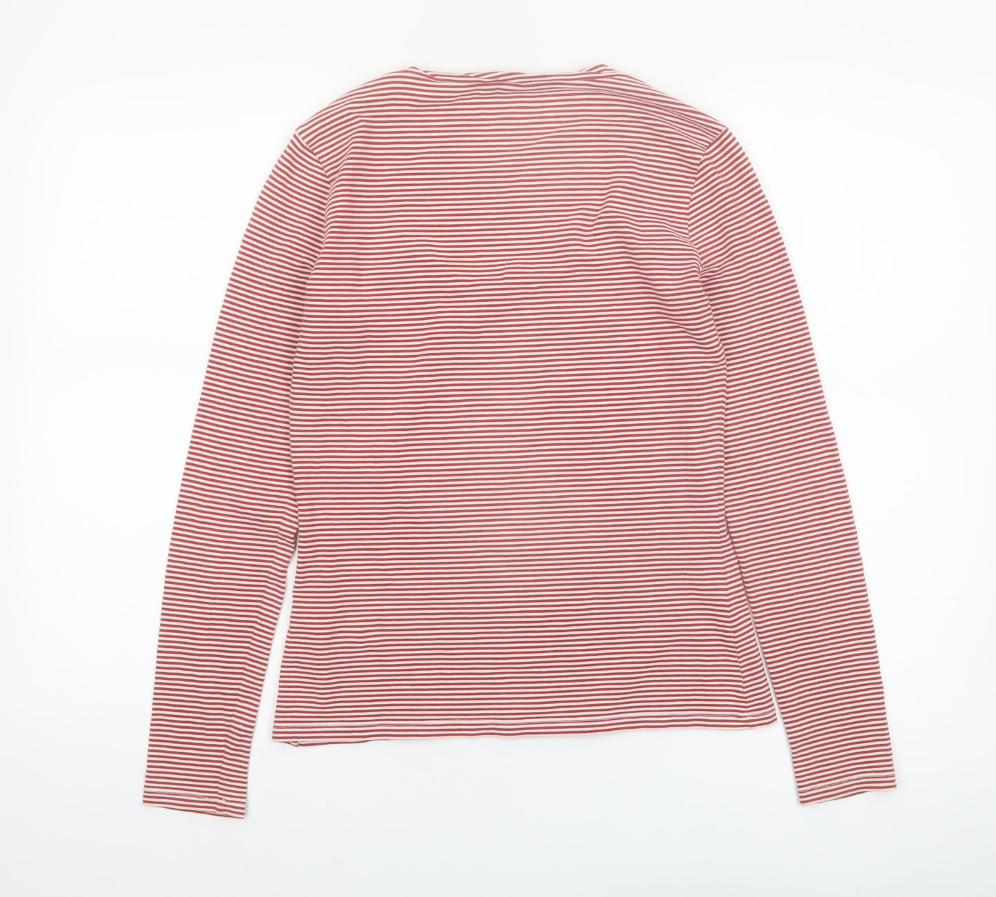 MaxMara Weekend Women's Red Striped Long Sleeve Scoop Neck Top M