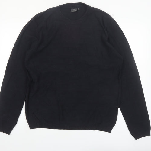 Jack & Jones Men's Black XL Cotton Crew Neck Jumper