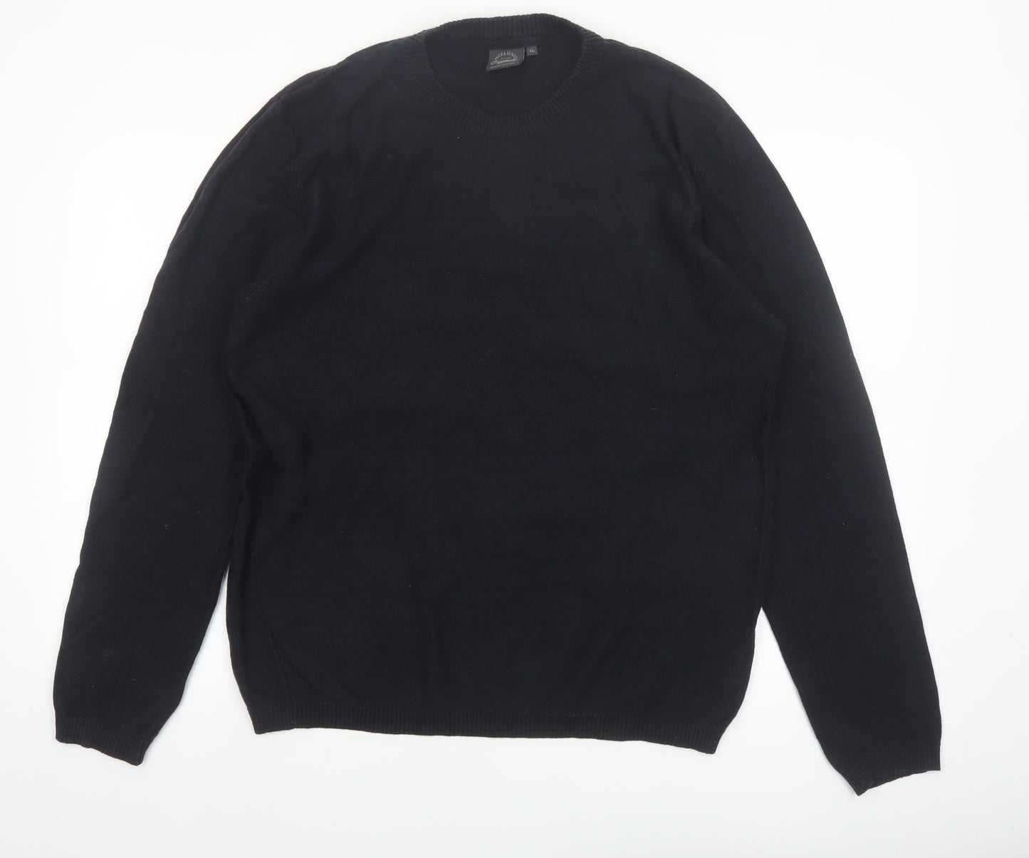Jack & Jones Men's Black XL Cotton Crew Neck Jumper